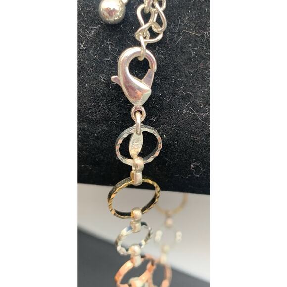 Vintage Avon 90’s Tri- Color Lightweight Hammered Circle Hoops Anklet 9” - Picture 3 of 4